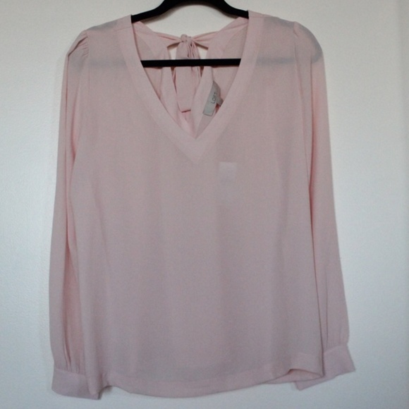 LOFT Pink V-Neck Tie Back Blouse NWT - Picture 1 of 4